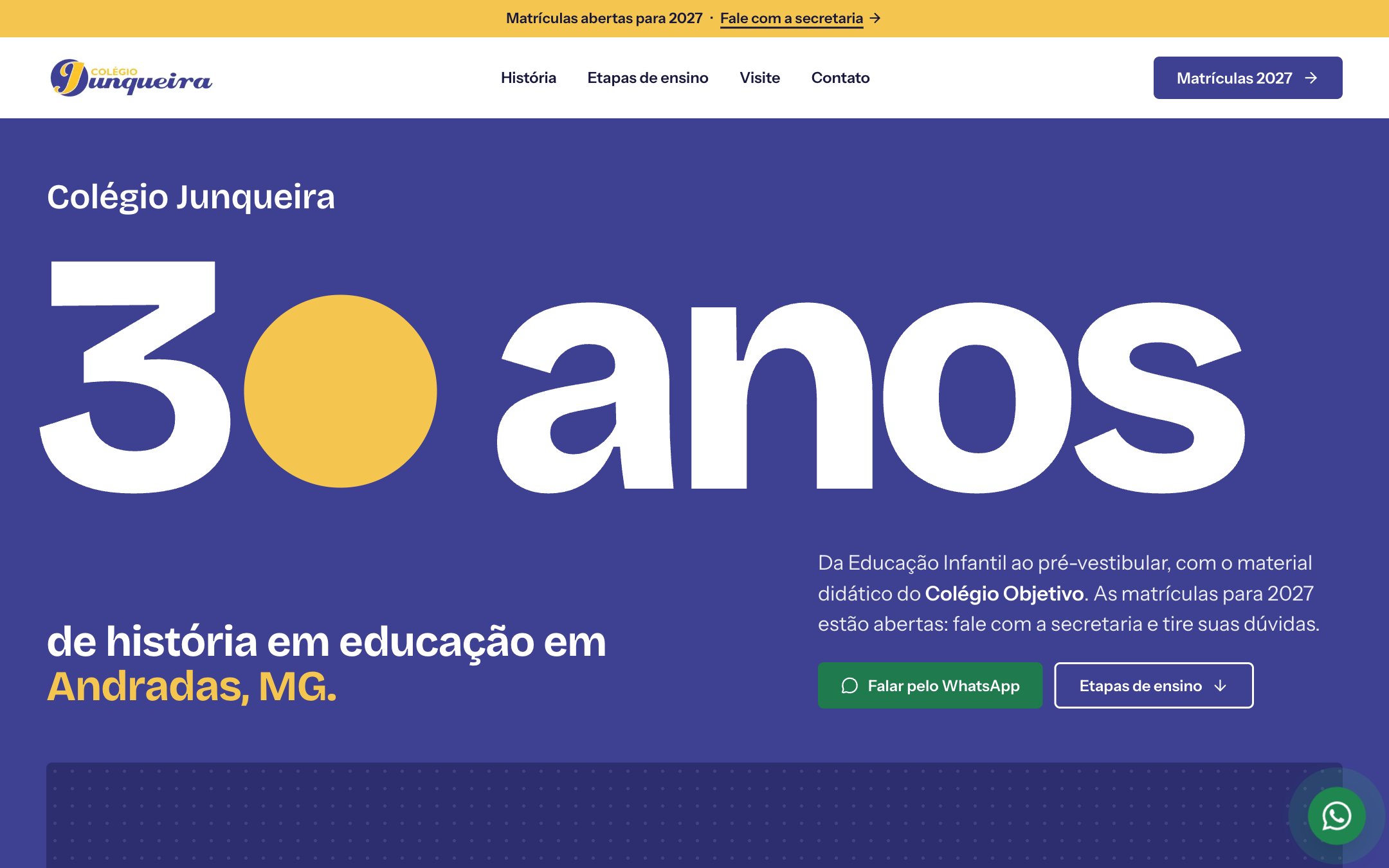 Site do Colégio Junqueira no computador