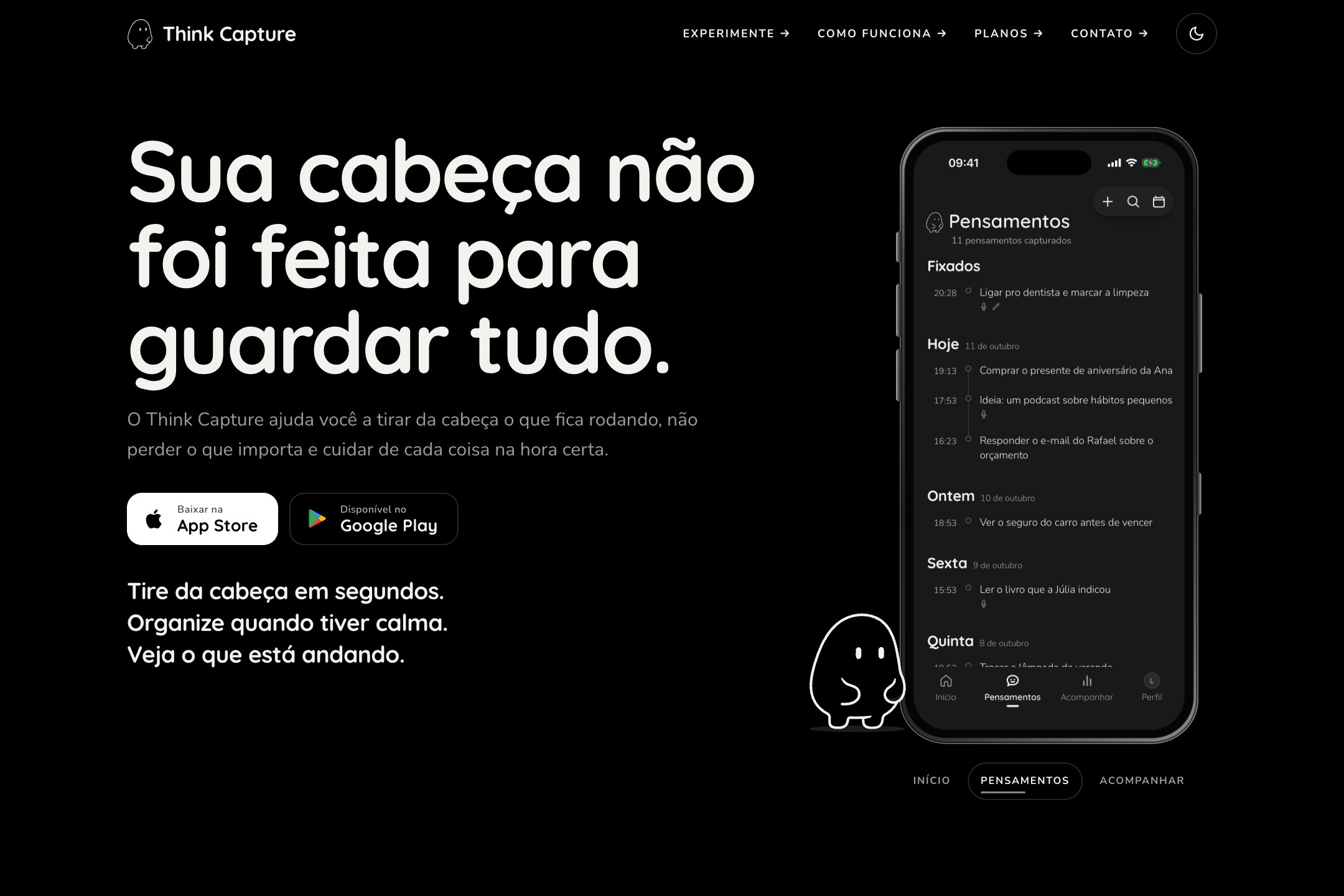 Landing page do Think Capture